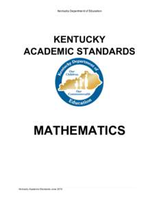 Kentucky Department of Education  KENTUCKY ACADEMIC STANDARDS  MATHEMATICS