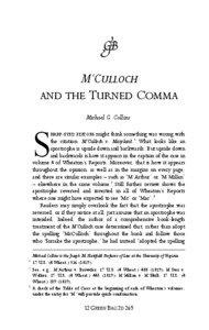 M‘CULLOCH AND THE TURNED COMMA Michael G. Collins†