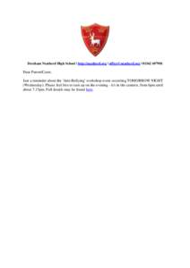 Dereham Neatherd High School | http://neatherd.org | [removed] | [removed]Dear Parent/Carer,