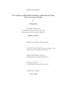 RICE UNIVERSITY  The Nonlinear Differential Semblance Algorithm for Plane Waves in Layered Media by Dong Sun