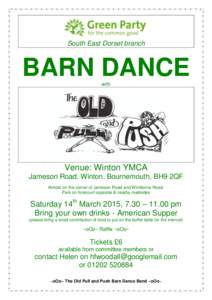 South East Dorset branch  BARN DANCE with  Venue: Winton YMCA