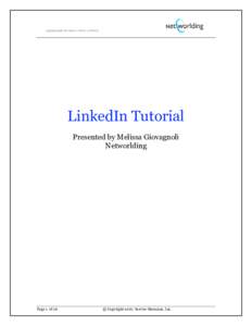 LinkedIn Tutorial Presented by Melissa Giovagnoli Networlding Page 1 of 26