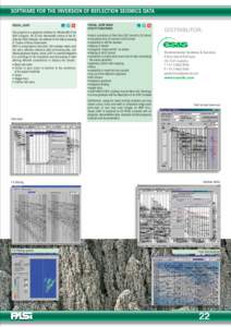 SOFTWARE FOR THE INVERSION OF REFLECTION SEISMICS DATA VISUAL_SUNT This program is a graphical interface for Windows® of the SUNT program, the 32 bits Windows® version of the SU (Seismic UNIX) freeware, the software fo