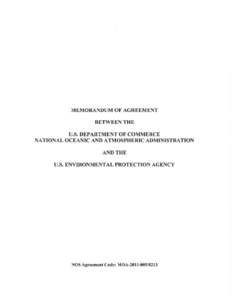 Memorandum of Agreement between the U.S. Department of Commerce National Oceanic and Atmospheric Administration and the U.S. Environmental Protection Agency (NOS Agreement Code: MOA[removed])