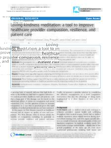 Loving-kindness meditation: a tool to improve healthcare provider compassion, resilience, and patient care