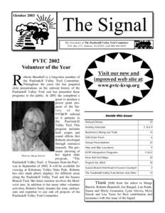 The Signal - October 2003, Page 1  October 2003 The Signal The Newsletter of The Paulinskill Valley Trail Committee: