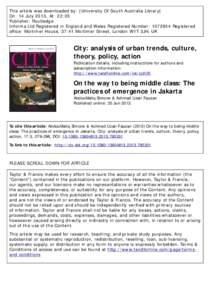 On the way to being middle class: The practices of emergence in Jakarta