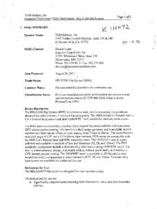 TOM Medical, IncPaeIo3 Premarket Traditional 5 10(k) Notification: HELICON Hip SystemPae1o3[removed]k) SUMMARY Sponsor Name: