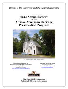 Report to the Governor and the General Assembly[removed]Annual Report on the  African American Heritage