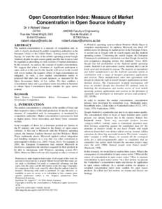 Open Concentration Index: Measure of Market Concentration in Open Source Industry Dr Ir Robert Viseur  CETIC