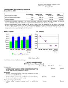 Prepared by the North Dakota Legislative Council staff for House Appropriations February 28, 2003 Department[removed]Public Service Commission Senate Bill No. 2008