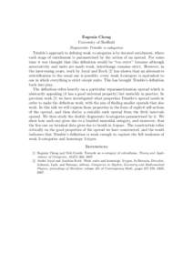 Eugenia Cheng University of Sheffield Degenerate Trimble n-categories Trimble’s approach to defining weak n-categories is by iterated enrichment, where each stage of enrichment is parametrised by the action of an opera