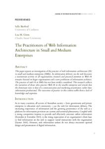 JOURNAL OF INFORMATION ARCHITECTURE | VOLUME 5 ISSUES 1 – 2  PEER-REVIEWED Sally Burford University of Canberra Lisa M. Given