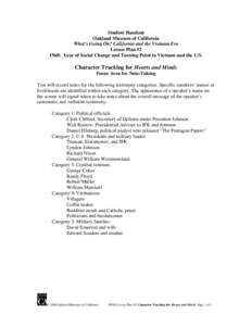 Student Handout Oakland Museum of California What’s Going On? California and the Vietnam Era Lesson Plan #2 1968: Year of Social Change and Turning Point in Vietnam and the U.S.