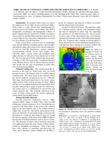 TERBY CRATER AS A POTENTIAL LANDING SITE FOR THE MARS SCIENCE LABORATORY. S. A. Wilson1, A. D. Howard 2 and J. M. Moore 3, 1Center for Earth and Planetary Studies, National Air and Space Museum, Smithsonian Inst., MRC 31