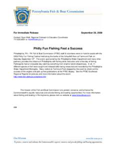 For Immediate Release  September 28, 2009 Contact: Ryan Walt, Regional Outreach & Education Coordinator[removed]or [removed]