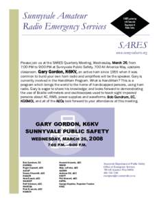 Sunnyvale Amateur Radio Emergency Services SARES partnering with Sunnyvale Department of