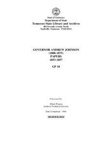 Southern United States / Pardon / Memphis /  Tennessee / Andrew Johnson / Commutation of sentence / Governor / Clemency / Government / Tennessee