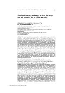 Hydrological Sciences–Journal–des Sciences Hydrologiques, 49(4) August[removed]Simulated long-term changes in river discharge and soil moisture due to global warming