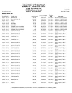 DEPARTMENT OF THE INTERIOR BUREAU OF LAND MANAGEMENT CASE RECORDATION Oil & Gas Leases Issued Sort By Serial Number