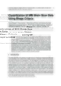 ELSAYED, COENEN, GARCÍA-FIÑANA2 AND SLUMING: CLASSIFICATION OF MRI DATA Annals of the BMVA Vol. 2011, No. 6, pp 1–Classification of MRI Brain Scan Data