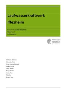 Laufwasserkraftwerk Iffezheim Semesterübung WiSeWasserbau II Prof. Lehmann