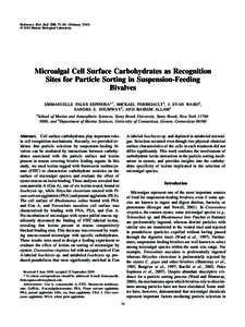 Reference: Biol. Bull. 218: 75– 86. (February 2010) © 2010 Marine Biological Laboratory Microalgal Cell Surface Carbohydrates as Recognition Sites for Particle Sorting in Suspension-Feeding Bivalves