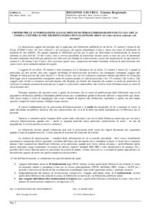 SCHEMA N...................... NPDEL PROT. ANNO 2012 REGIONE LIGURIA - Giunta Regionale Dipartimento Agricoltura, Sport, Turismo e Cultura Sport, Tempo Libero, Programmi Culturali e Spettacolo - Settore