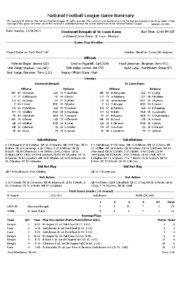 National Football League Game Summary NFL Copyright © 2011 by The National Football League. All rights reserved. This summary and play-by-play is for the express purpose of assisting media in their coverage of the game; any other use of this material is prohibited without the written permission of the National Football League.