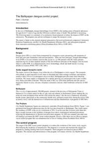 Journal of Rural and Remote Environmental Health 1(2): [removed]The Balikpapan dengue control project Peter J. Durman Unocal Indonesia Co.