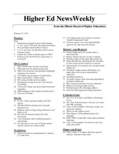 Higher Ed NewsWeekly from the Illinois Board of Higher Education February 17, 2011 PEOPLE Page