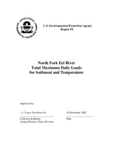 North Fork Eel River Total Maximum Daily Loads for Sediment and Temperature