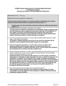 ACGME Program Requirements for Graduate Medical Education in Orthopaedic Surgery Summary and Impact of Focused Requirement Revisions Requirement #: II.C.1 – II.C.1.a) Requirement Revision (significant change only):