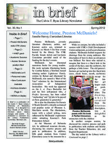 in brief  The Calvin T. Ryan Library Newsletter Vol. 30, No.1