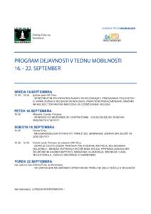 Občina Črna na Koroškem PROGRAM DEJAVNOSTI V TEDNU MOBILNOSTISEPTEMBER