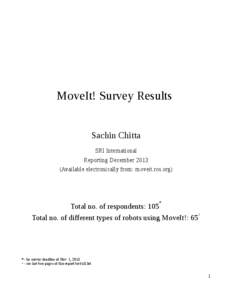 MoveIt! Survey Results Sachin Chitta SRI International