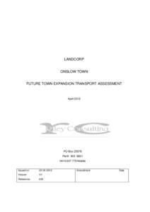 LANDCORP  ONSLOW TOWN FUTURE TOWN EXPANSION TRANSPORT ASSESSMENT