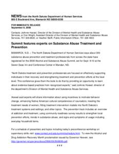 Microsoft Word - Substance Abuse Summit Sept 9-10 focuses on prevention and recovery.doc