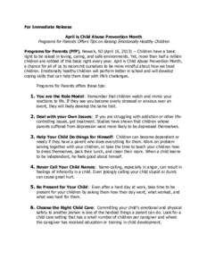 Family therapy / Parenting / Child care / Family / Abuse prevention program / Human development / Child and family services / Attachment-based therapy / Attachment theory / Child abuse / Crimes