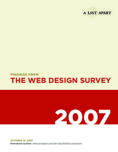 Findings From  the Web Design Survey 2007 October 16, 2007