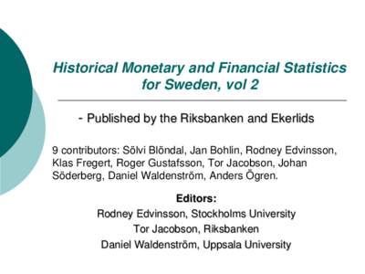 Svensk historisk monetär statistik