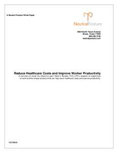 A Neutral Posture White Paper[removed]North Texas Avenue Bryan, Texas[removed]3746 neutralposture.com