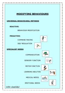 1  MODIFYING BEHAVIOURS UNIVERSAL BEHAVIOURAL METHODS REACTIVE: BEHAVIOUR MODIFICATION