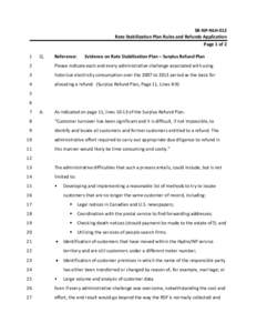 SR‐NP‐NLH‐012  Rate Stabilization Plan Rules and Refunds Application  Page 1 of 2  1   Q. 