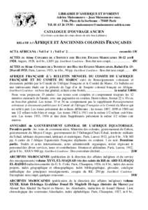 LIBRAIRIE D’AMERIQUE ET D’ORIENT Adrien Maisonneuve – Jean Maisonneuve succ. 3 bis, Place de la SorbonneParis Tél –   CATALOGUE D’OUVRAGE ANCIEN