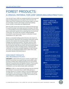 INDUSTRY MATERIALS BRIEF  APRIL 2016 FOREST PRODUCTS: A CRUCIAL MATERIAL FOR LEED® GREEN BUILDING PRACTICES