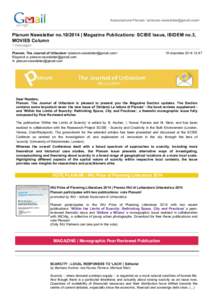 Associazione Planum <>  Planum Newsletter no | Magazine Publications: SCIBE Issue, IBIDEM no.3, MOVIES Column 1 messaggio