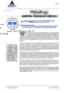 Page 1 Philanthropy and the Financial Advisor