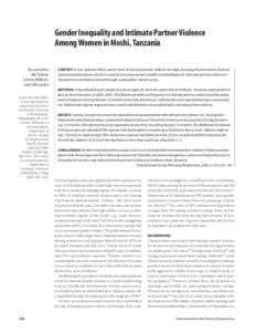 Gender Inequality and Intimate Partner Violence Among Women in Moshi, Tanzania By Laura Ann McCloskey, Corrine Williams and Ulla Larsen