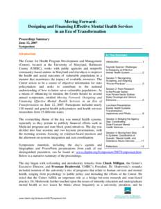 Mental health / Substance Abuse and Mental Health Services Administration / Health care in the United States / Health care provider / Health care / Center for Mental Health Services / Medicaid / Assertive community treatment / Mental disorder / Psychiatry / Health / Medicine